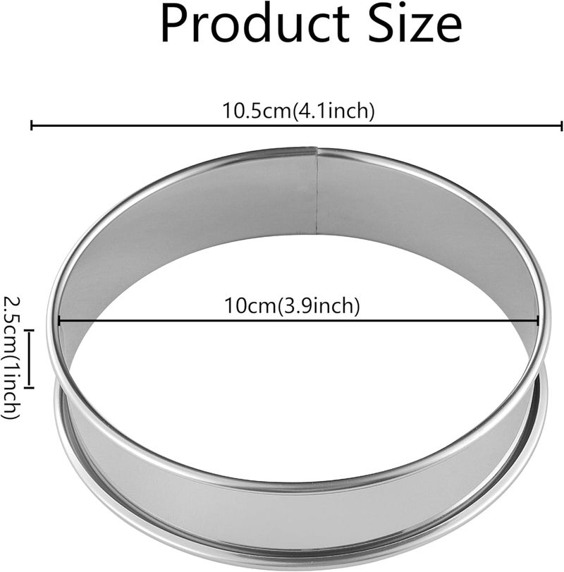 KCKHFA 5PCS Crumpet Rings, 4" Stainless Steel Egg Rings for English Muffin, Tart, Cookie, Frying Egg, Double Rolled Round Cake Mold - Image 2